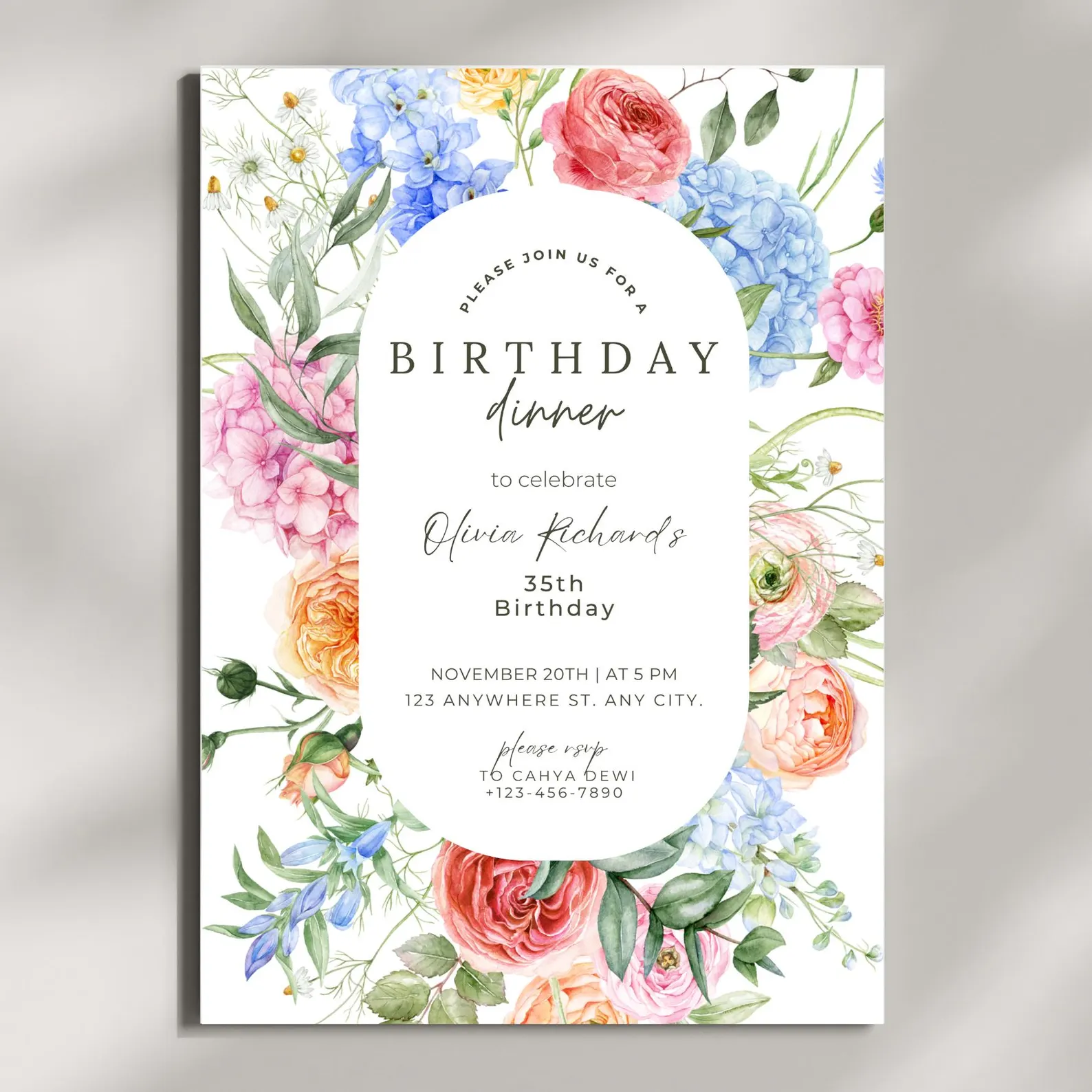 Floral Dinner Party Invitation Template