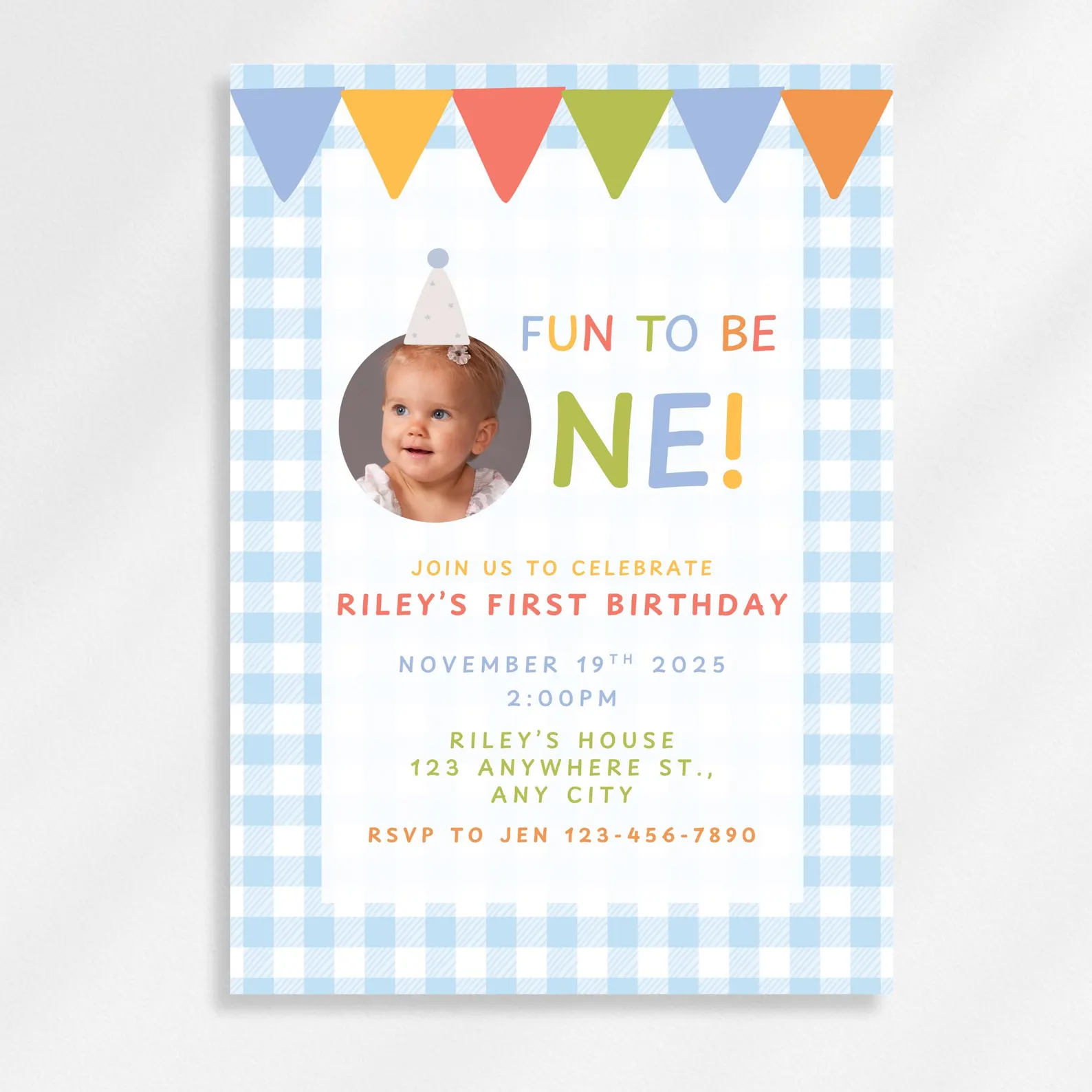 First Birthday Invitation — Fun to Be One
