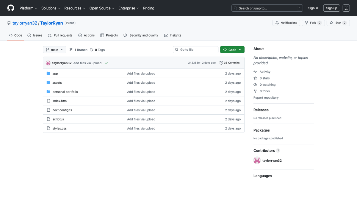 GitHub repository — code and files from a project built in Cursor